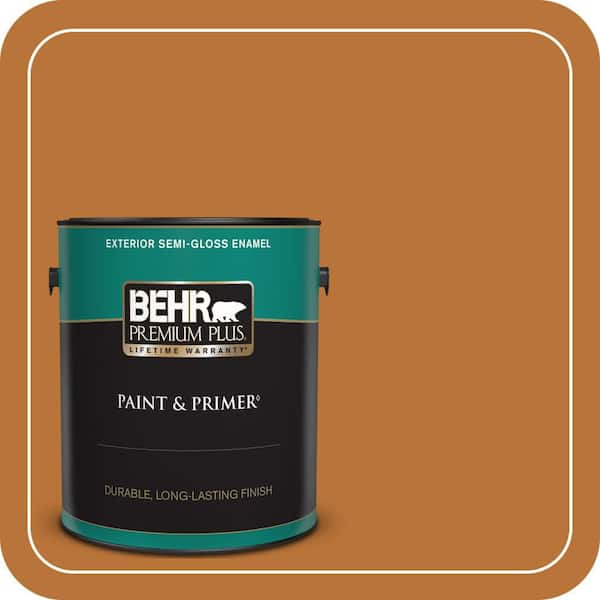 BEHR PREMIUM PLUS 1 gal. #S-H-280 Acorn Spice Semi-Gloss Enamel Exterior Paint & Primer