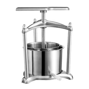 Fruit Wine Press, 1.6 gal./6 l, 2-Stainless Steel Barrels, Manual Juice Maker, with T-Handle, Triangular Structure