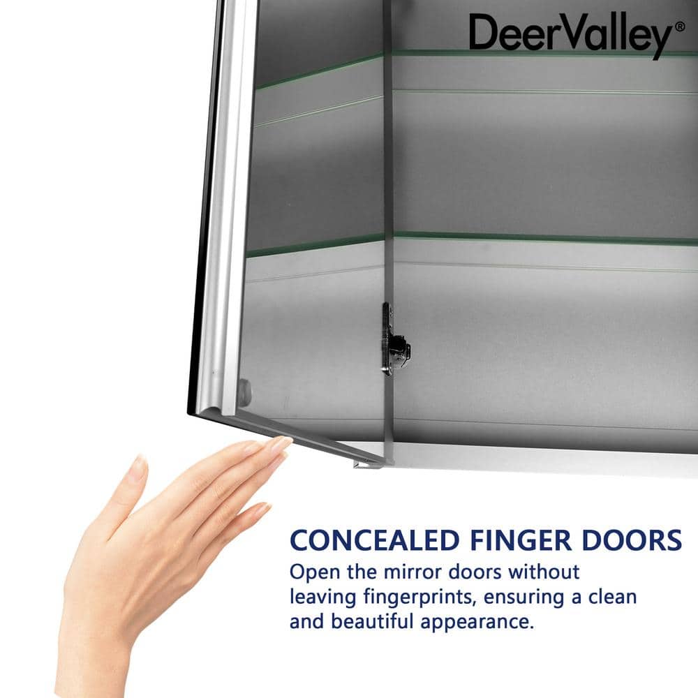 48'' Frameless Mirrored Three-Door Medicine Cabinet with Adjustable Shelves