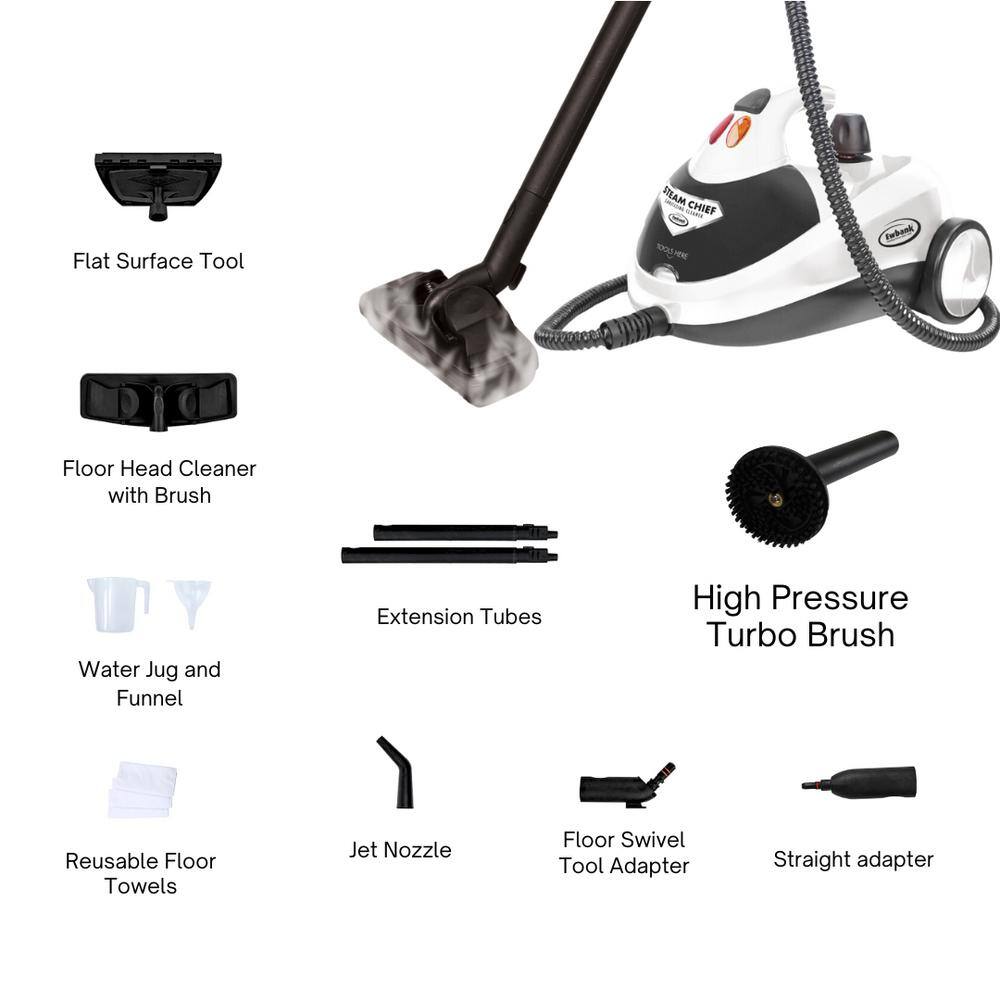 1800W White Multi-Purpose Steam Cleaner with Attachments