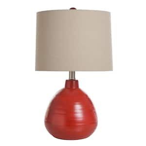 Cameron - Table Lamp - Apple Red Finish - White Linen Shade