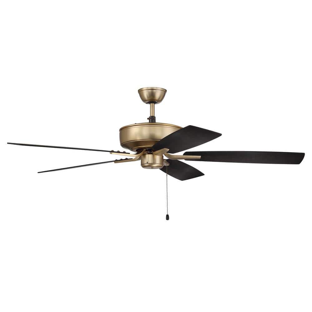 Satin Brass 52" Ceiling Fan with Black Walnut Blades