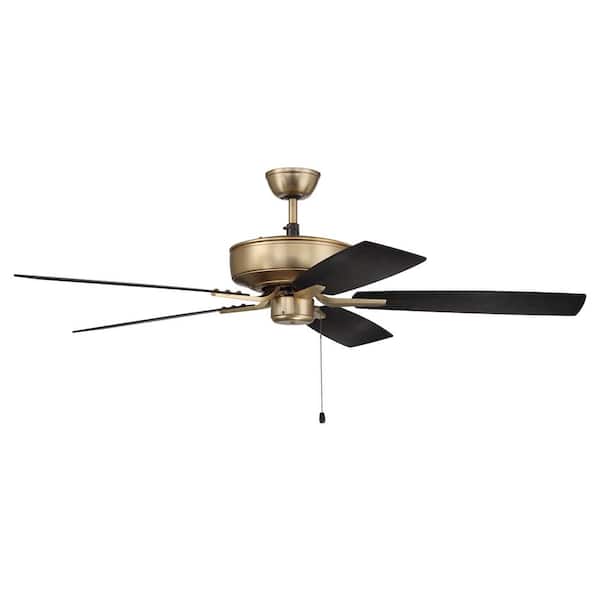 CRAFTMADE Pro Plus 52 in. Indoor Dual Mount 3-Speed Reversible Motor Ceiling Fan in Satin Brass Finish