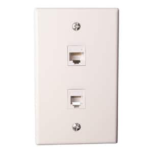 Flush Mount Ethernet/Phone Wall Jack, White