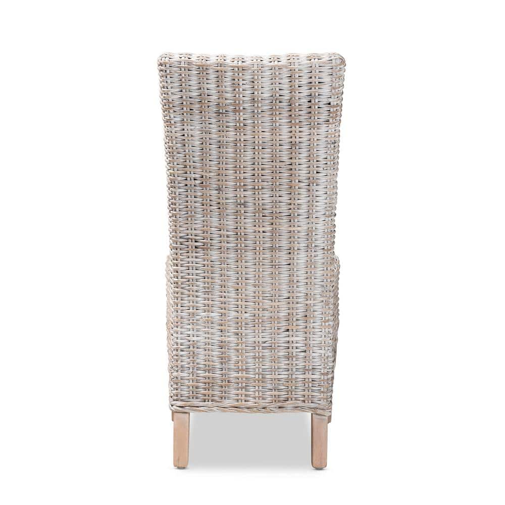 Trianna High Back White and Natural Rattan Dining Chair