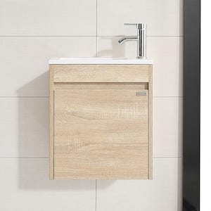15.7 in. W x 9.6 in. D x 17.7 in. H Wall Mounted Bathroom Vanity Set in Natural Color with Resin Sink and Top