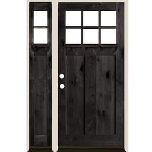 50 in. x 80 in. Craftsman Right-Hand/Inswing Clear Glass Black Stain Douglas Fir Wood Prehung Front Door Left Sidelite