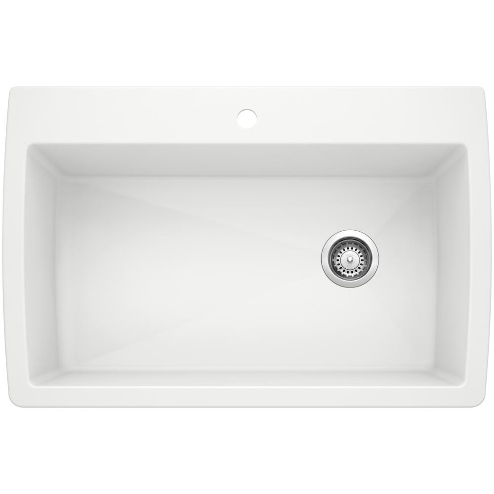 DIAMOND Silgranit Dual Mount Granite Composite 33.5 in. 1-Hole Single Bowl 
