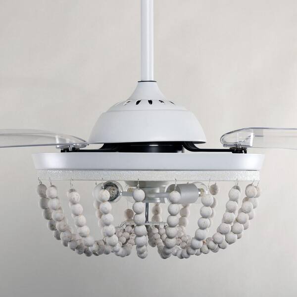 Luxury Gold Finish LED Retractable Ceiling Fans Chandelier