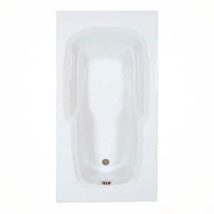 66 in. x 32 in. Acrylic Rectangular Drop-in Soaking Bathtub with Reversible Drain in White