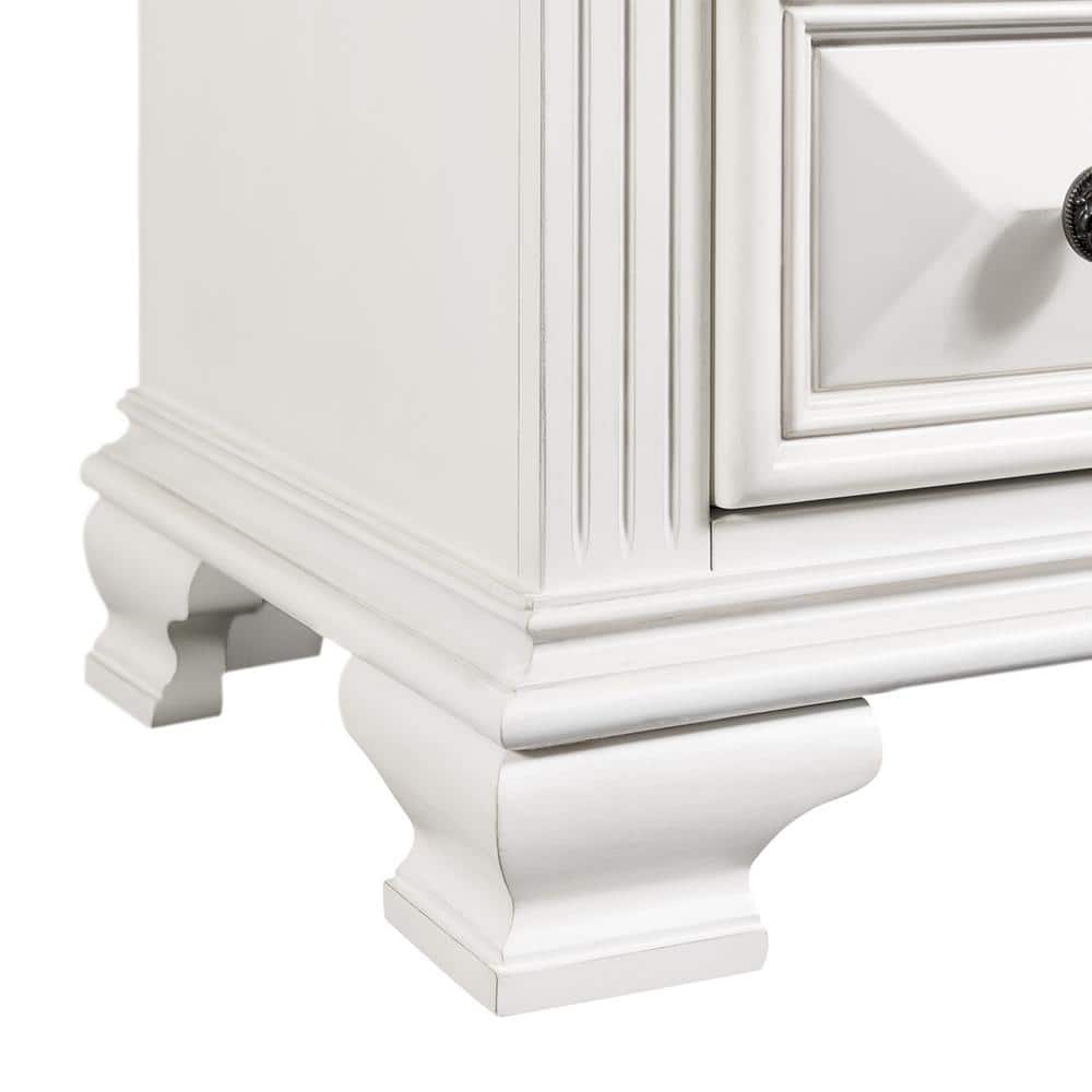 White Transitional 7-Drawer Dresser with Felt Lined Top Drawers