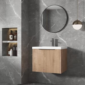 18.1 in. W x 23.6 in. D x 19.3 in. H Bathroom Vanity in Imitative Oak with Resin White Basin Vanity Top with Basin