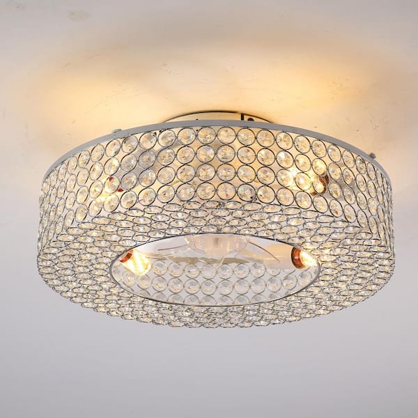 Jushua 19.6 in. White Crystal Caged DC Motor Reversible Flush