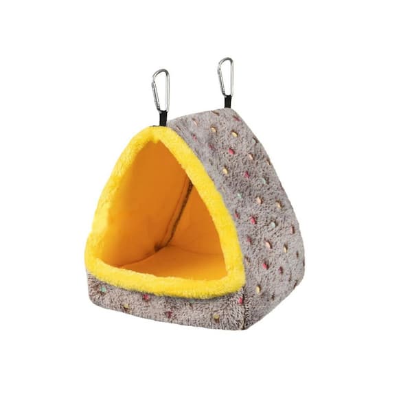 8.7 in. H Yellow Plush Parakeets Cockatiels Conures Hanging Birdhouse with Support Plate and Hammock (1-Pack)