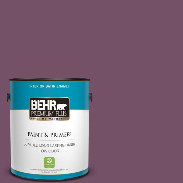BEHR PREMIUM PLUS 1 gal. #690D-7 Radicchio Satin Enamel Low Odor Interior Paint & Primer