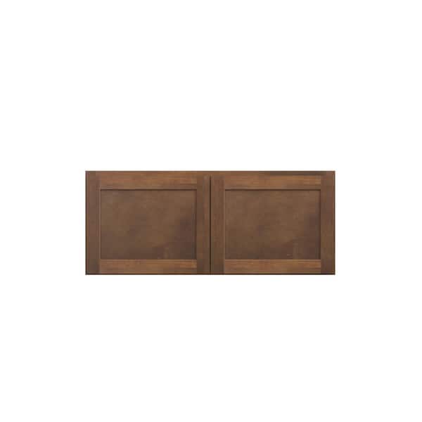 Kunal Kitchens Amherst Shaker 36 in. W x 15 in. H x 12 in. D in Walnut Plywood Assembled Wall Cabinet