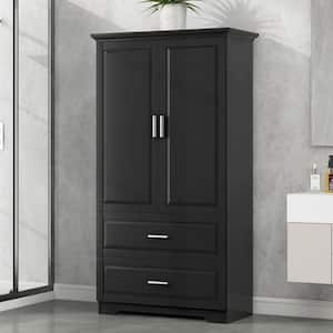 Black 63.2 in. H Tall 2-Door Storage Cabinet with 2 Spacious Drawers, 1 Adjustable Shelf