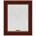 24 in. x 30 in. W-2500 Series Red Painted Clad Wood Awning Window w/ Natural Interior and Screen