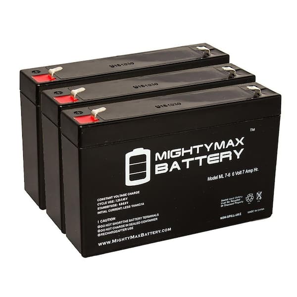 MIGHTY MAX BATTERY 6V 7Ah SLA Battery Replacement for SLAA6-7. 2F-3 Pack