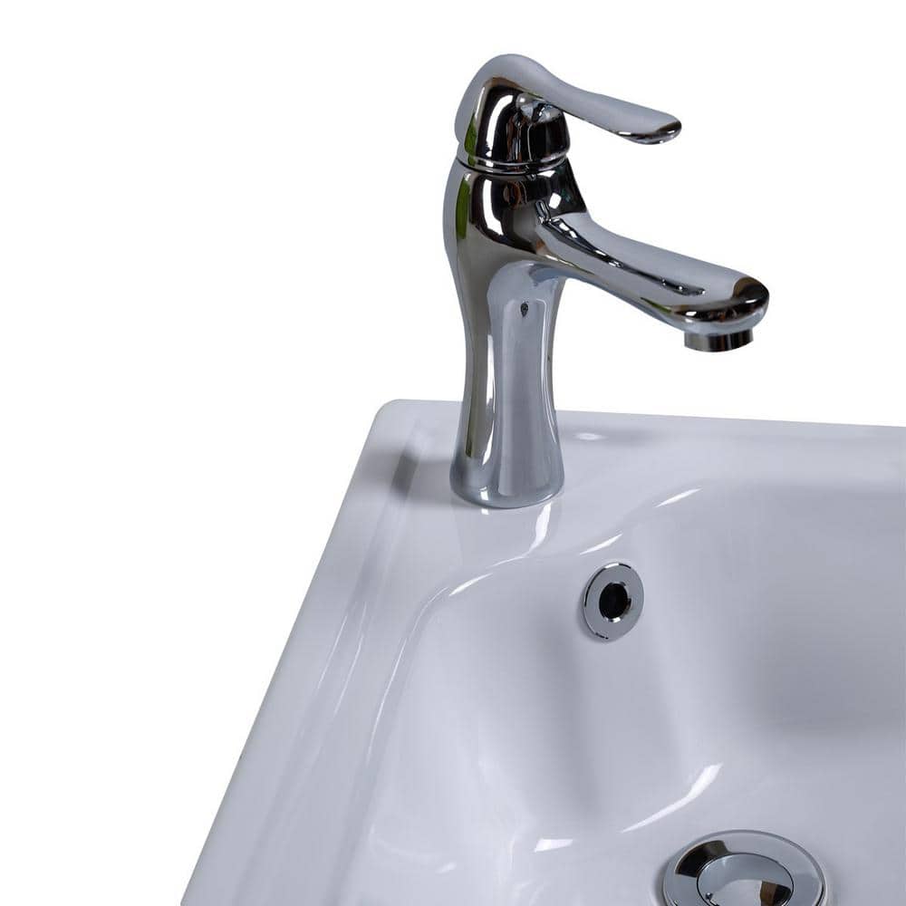 Alexander II White Ceramic Corner Wall-Mount Bathroom Sink with Overflow