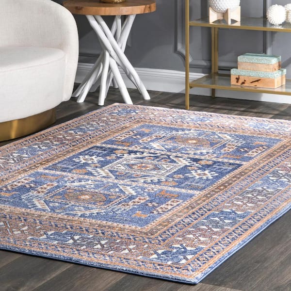 Lorena Tribal Panels Blue 12 ft. x 15 ft. Area Rug