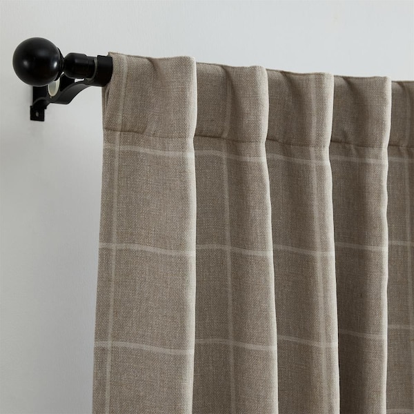 Elrene Sawyer Taupe Polyester Windowpane Plaid 52 in. W x 84 in. L