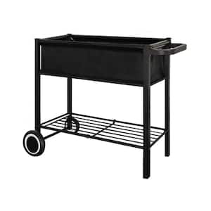 Raised Garden Bed with Legs on Wheels 38.5 in. L x 13 in. W x 31 in. H Outdoor Planter Box Black Metal Elevated Planter