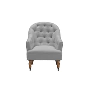 Tallulah Grey Upholstered Linen Accent Arm Chair With Button Tufted
