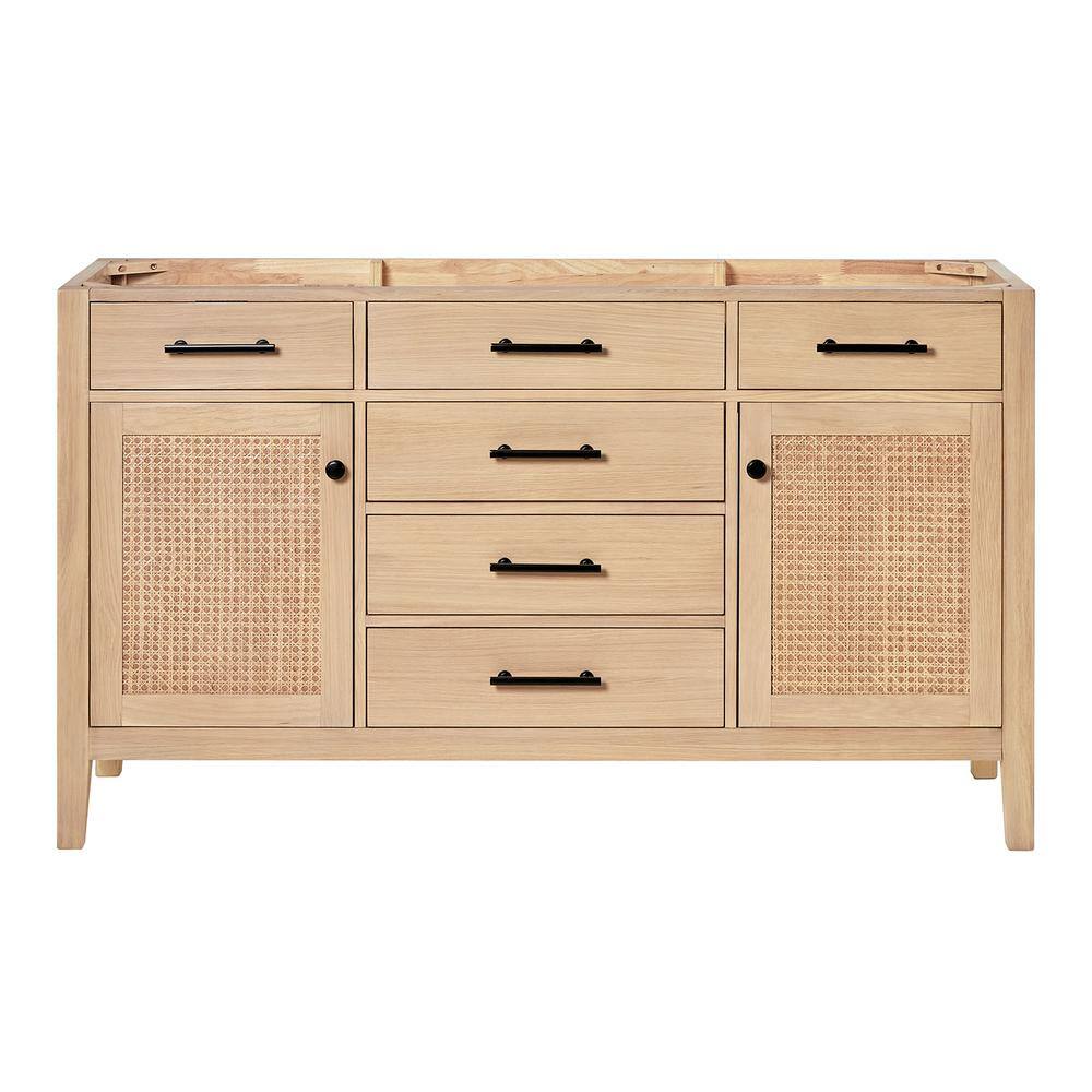 Camila 60" Light Brown Oak Freestanding Vanity Base