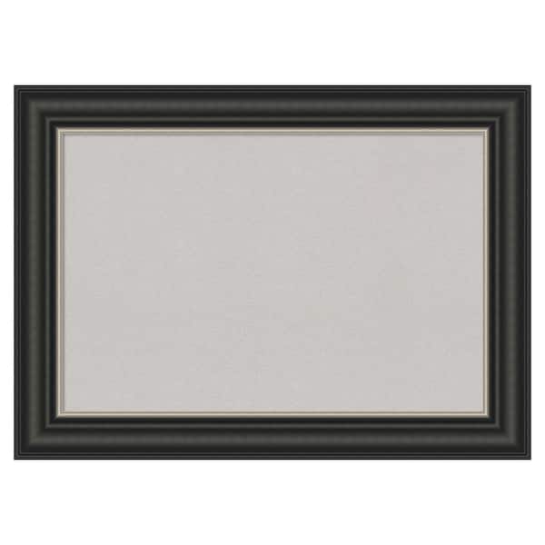 Amanti Art Ballroom Black Silver Framed Grey Corkboard 44 in. x 32 in Bulletin Board Memo Board