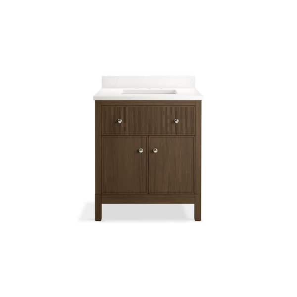 Malin By Studio Mcgee 30.98 in. Draper Oak Bath Vanity with Quartz Top