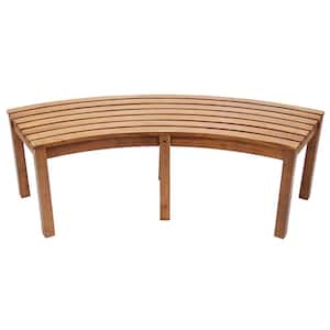 4.9 ft. Natural Oil Finish Wooden Indoor/Outdoor Curved Backless Bench, Home Patio Garden Deck Seating