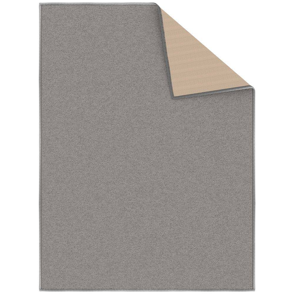 Gray Rectangular Non-Slip Washable Synthetic Kitchen Mat