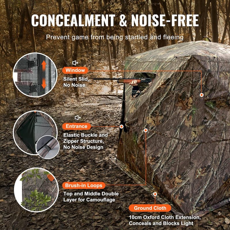 Hunting Blind 270-Degree See Through Ground Blind 4 to 5-Person Pop Up Deer Blind for Hunting with Carrying Bag Portable