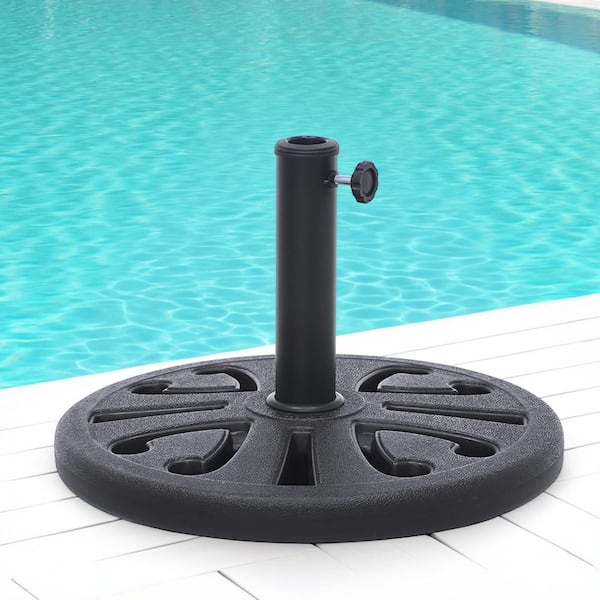 Maypex 33 lbs. Cement Filled Patio Umbrella Base, Lattice Design Umbrella Stand in Black