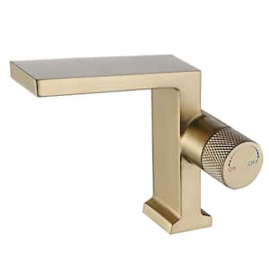 Single Handle Single Hole Bathroom Faucet Brass Modern Bathroom Sink Vanity Faucets in Brushed Gold
