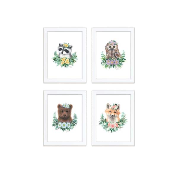 Unbranded "Woodland Littles 1" by Alyssa Lewis Set of Four White Framed Animal Art Prints 24 in. x 18 in.