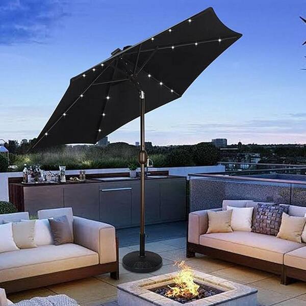Unbranded 7.5 ft. Solar Umbrella, 18 LED Lighted Patio Umbrella in Black  PUV4BJSD