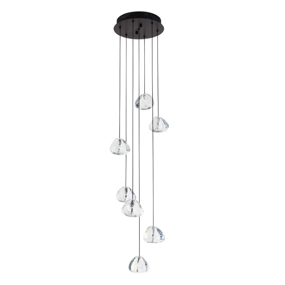 7-Light Black Chassis Crystal Raindrop Chandelier for Stair Kitchen Island with G4 Warm Light Bulbs price history on PriceWatchPro