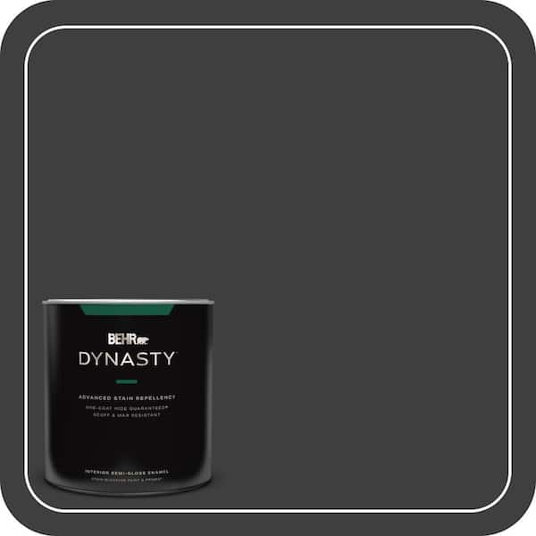 BEHR DYNASTY 1 qt. Black One-Coat Hide Semi-Gloss Enamel Interior Stain-Blocking Paint & Primer