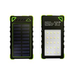 Solar Powered Smartphone Charger with 8000mAh Li-Polymer Battery and 5-Watt LED Light