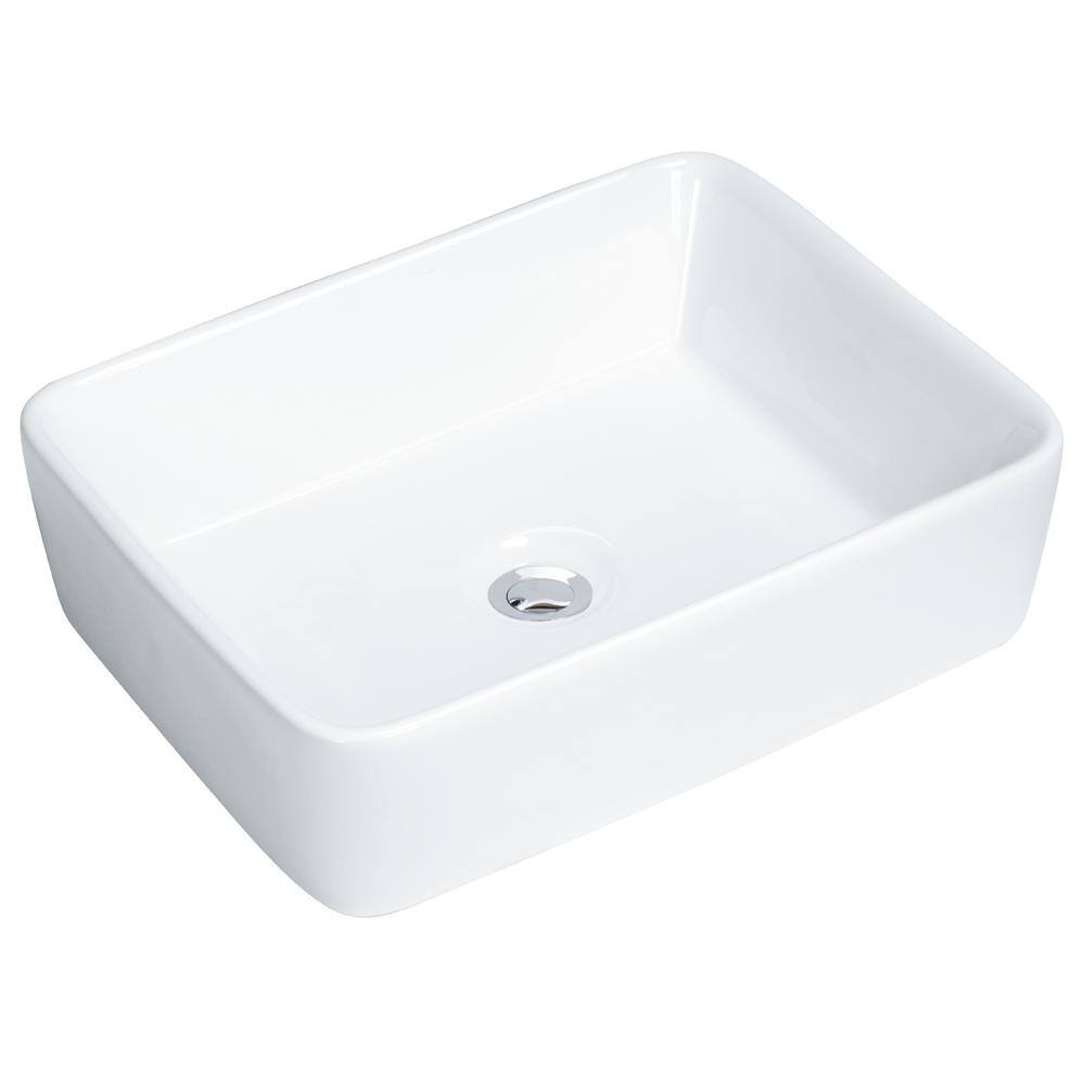 Valera 19" White Ceramic Rectangular Vessel Bathroom Sink