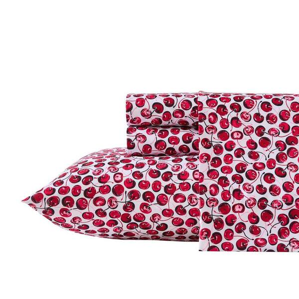 BETSEY JOHNSON Pop Art Cherry 3-Piece Red Hot Microfiber Twin Xl