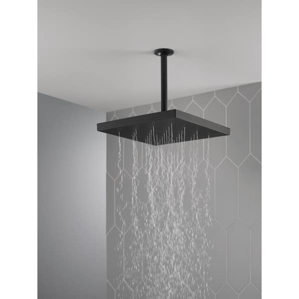 1-Spray Patterns 1.75 GPM 12 in. Wall Mount Fixed Shower Head with H2Okinetic in Matte Black