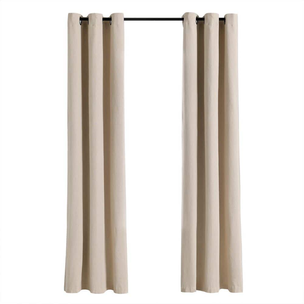 Dark Linen Grommet Blackout Cotton Blend Curtain Panel