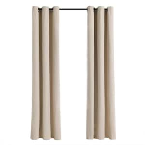 Insulated Grommet Dark Linen Polyester 38 in. W x 84 in. L Blackout Curtain Panel (Single Panel)