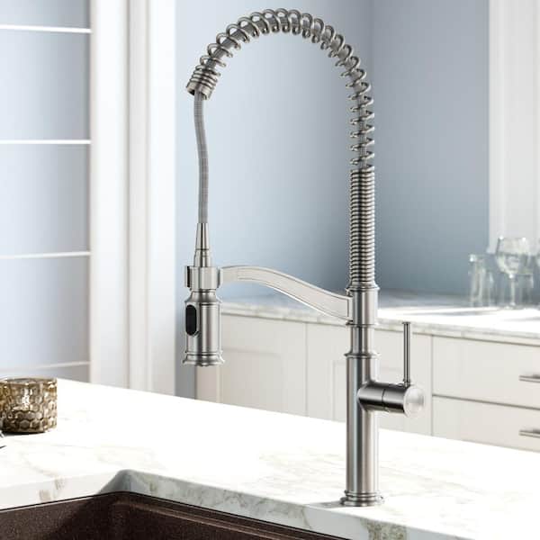 KRAUS Sellette Single-Handle Pull-Down Sprayer Kitchen Faucet with Dual Function Sprayhead in Spot Free Stainless Steel
