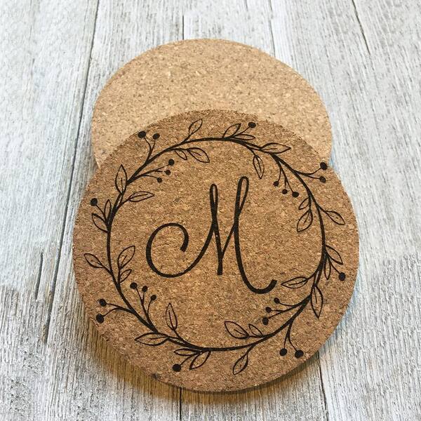 Betus Round Cork Coasters 4 in. Diameter and 1/5 in. Thick Brown