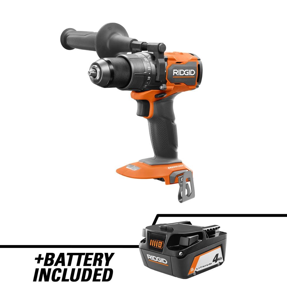 RIDGID 18V Brushless Cordless 1/2 in. Hammer Drill with 18V Lithium-Ion 4.0 Ah Battery -  R86115-R87004