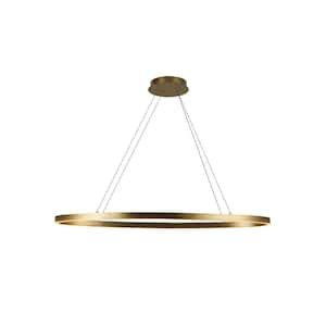 Ovale 40 in. 1 Light Brushed Gold Integrated LED Pendant Light